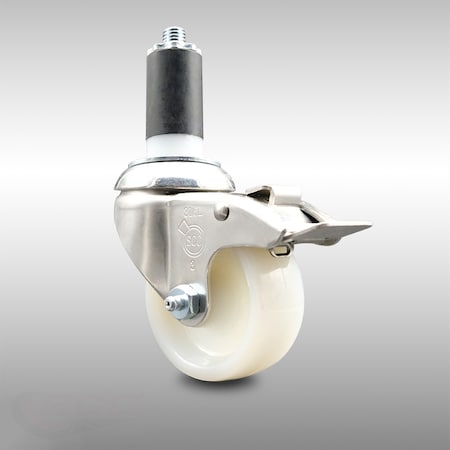 Service Caster 3 Inch 316SS Nylon Wheel Swivel 1-1/4 Inch Expanding Stem Caster Lock Brake SCC SCC-SS316TTLEX20S314-NYS-114